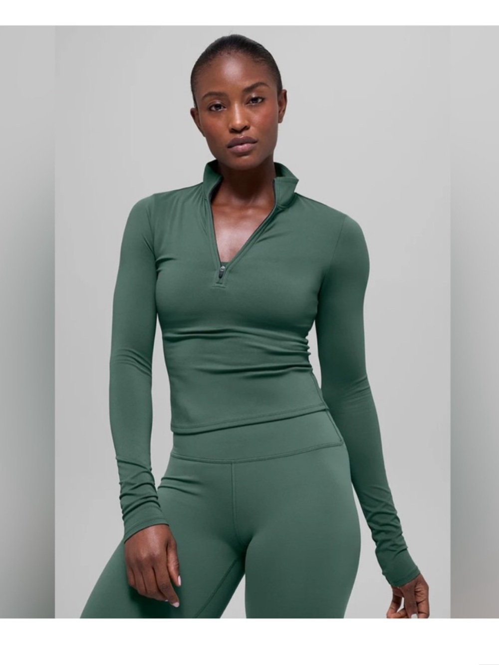 ALO | Softsculpt Precision 1/4 Zip Long Sleeve in Clover Green